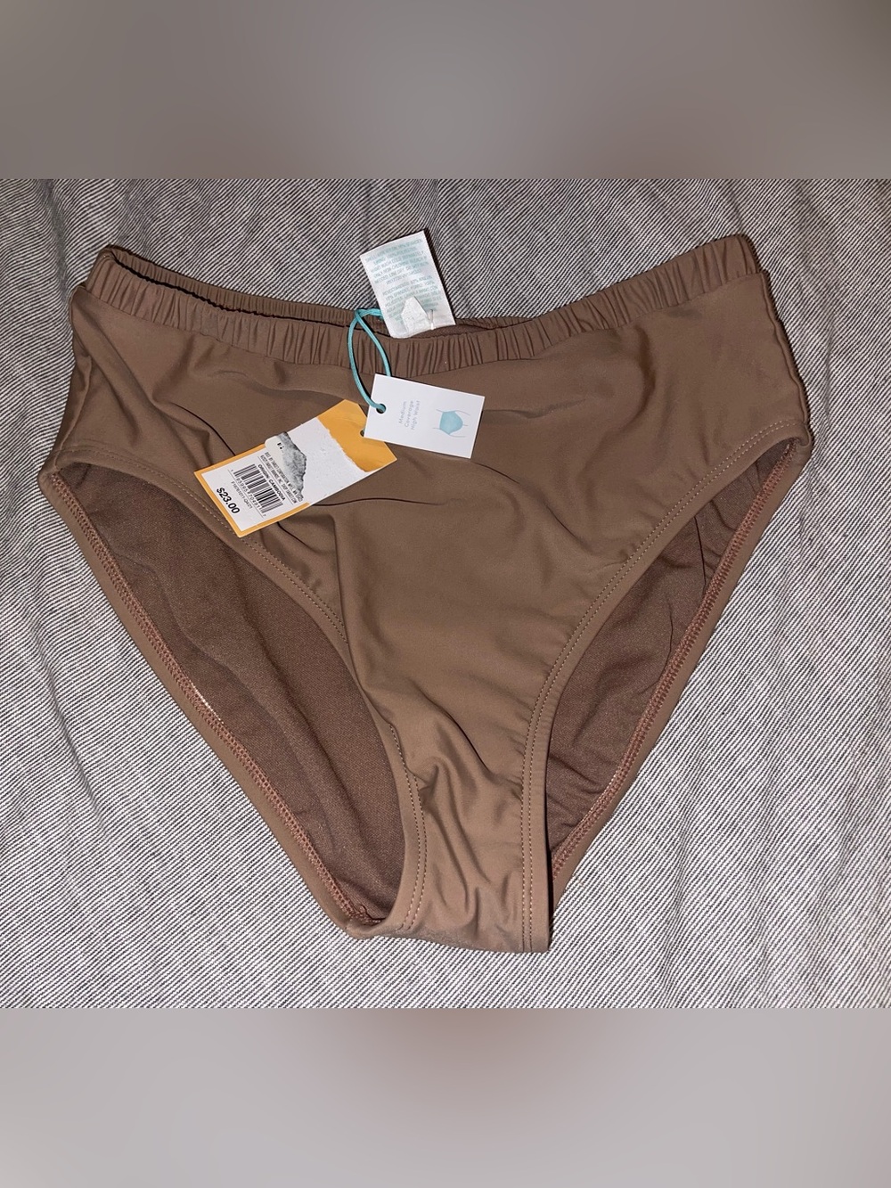 Kona Sol Taupe High-Waist Bikini Bottom Small